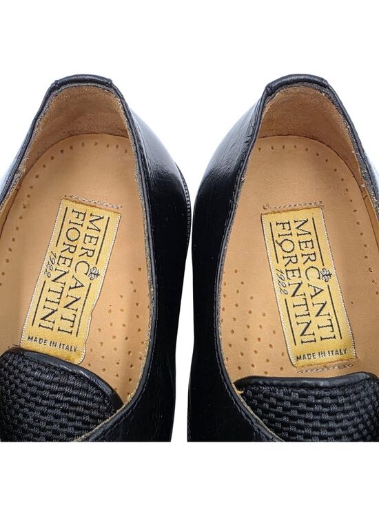 NEW Mercanti Fiorentini Italy Black Leather Woven Fabric Derbys 8M Dress Shoes main image 11